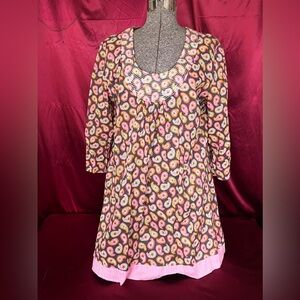 Boden Paisley Dress with Pink and Green Accents